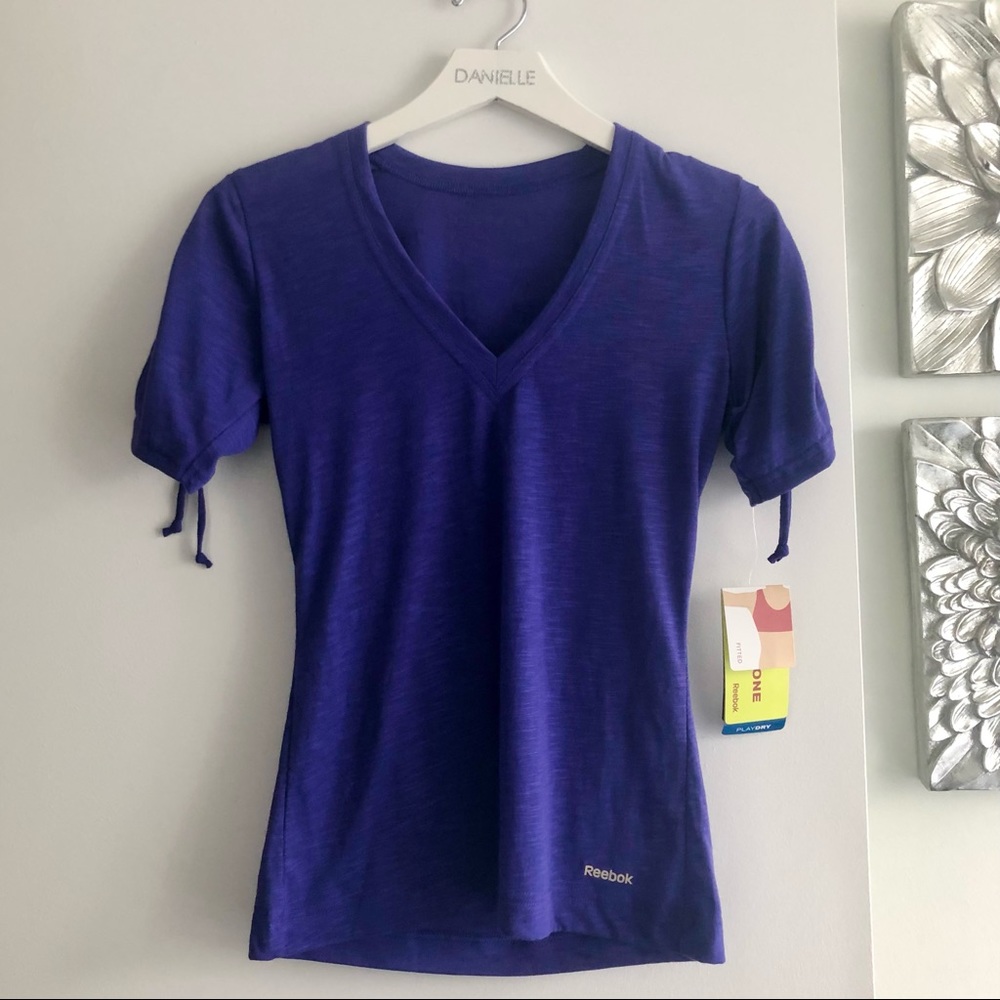 REEBOK Purple V-Neck Active Workout T-Shirt